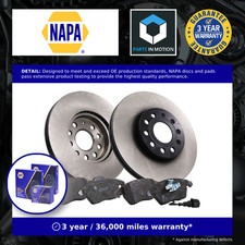 Image of 2x Vented Brake Discs and Pads Front NAPA NBK5005DP fits VW Audi Seat +