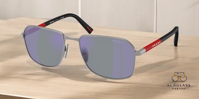 PRADA LINEA ROSSA PS A51S 5AV10J Gunmetal Dk Blue Mir Violet 57 Men's Sunglasses