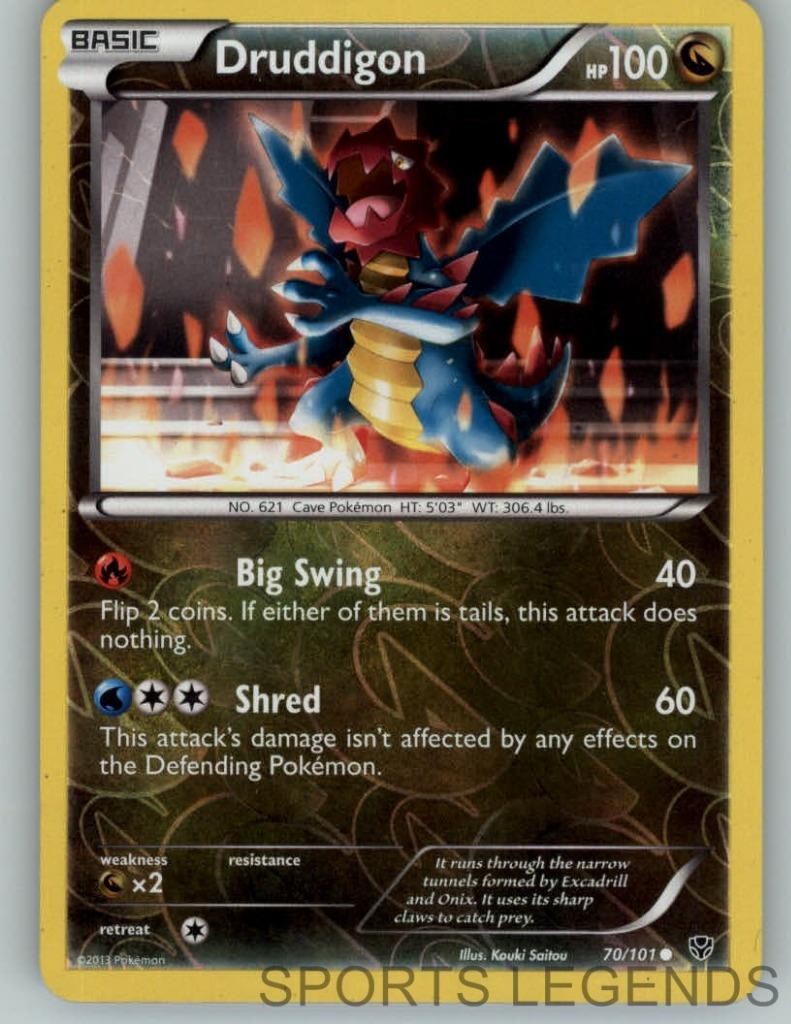 2013 pokemon Plasma Blast reverse holo Druddigon 70/101
