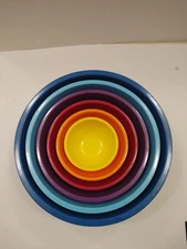 Oggi Bowls Nesting Mixing Set 6 Rainbow Colors Melamine Plastic Kitchen