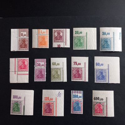 DEUTSCHLAND WEIMAR 1920 / ALLEGORIE GERMANY, SERIE VON 14 UNBESCHÄDIGTEN WERTEN POSTFRISCH **