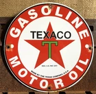 VINTAGE 1931 DATED TEXACO MOTOR OIL GASOLINE GAS GASOLINE PORCELAIN SIGN
