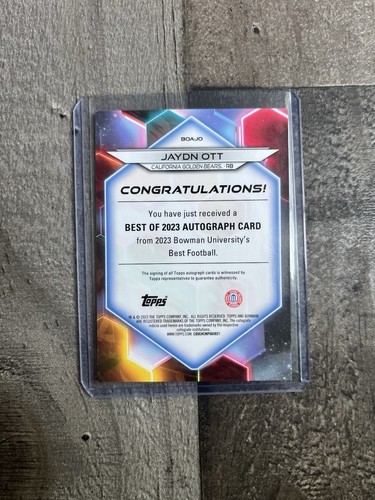 Bowman University Best JAYDN OTT GOLD refractor 2023 automático/50 California 5/50 - Imagen 2 de 2