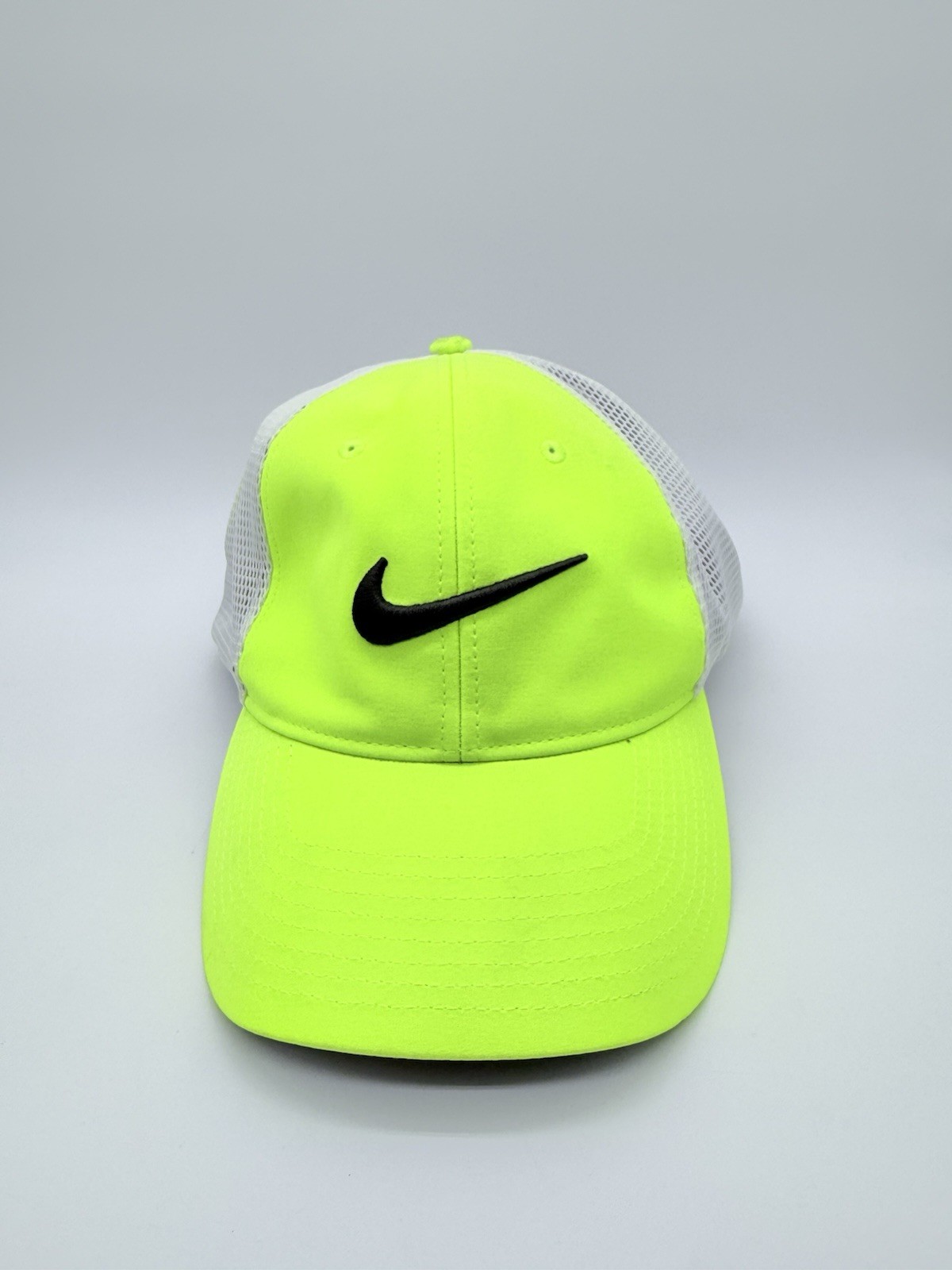 Nike Golf Neon Green Flex Fit L/XL Hat. Embroidered Nike Logo Mesh Back 