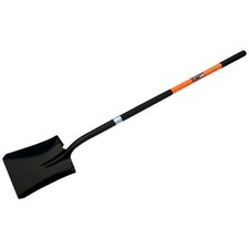 Square Spade Shovel 1480mm Extra Long Fibreglass Rubber Grip Handle - Heavy Duty
