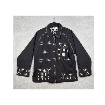 Sandy Starkman Art to Wear Jacket Embroidered Jacket XL Beaded Tribal Boho