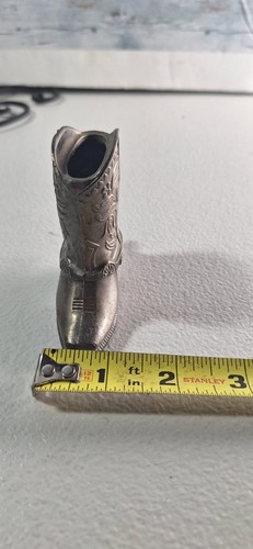 Vintage Metal Western Mini Cowboy Boot Silver Toothpick Holder Made in Japan - Bild 13 von 13