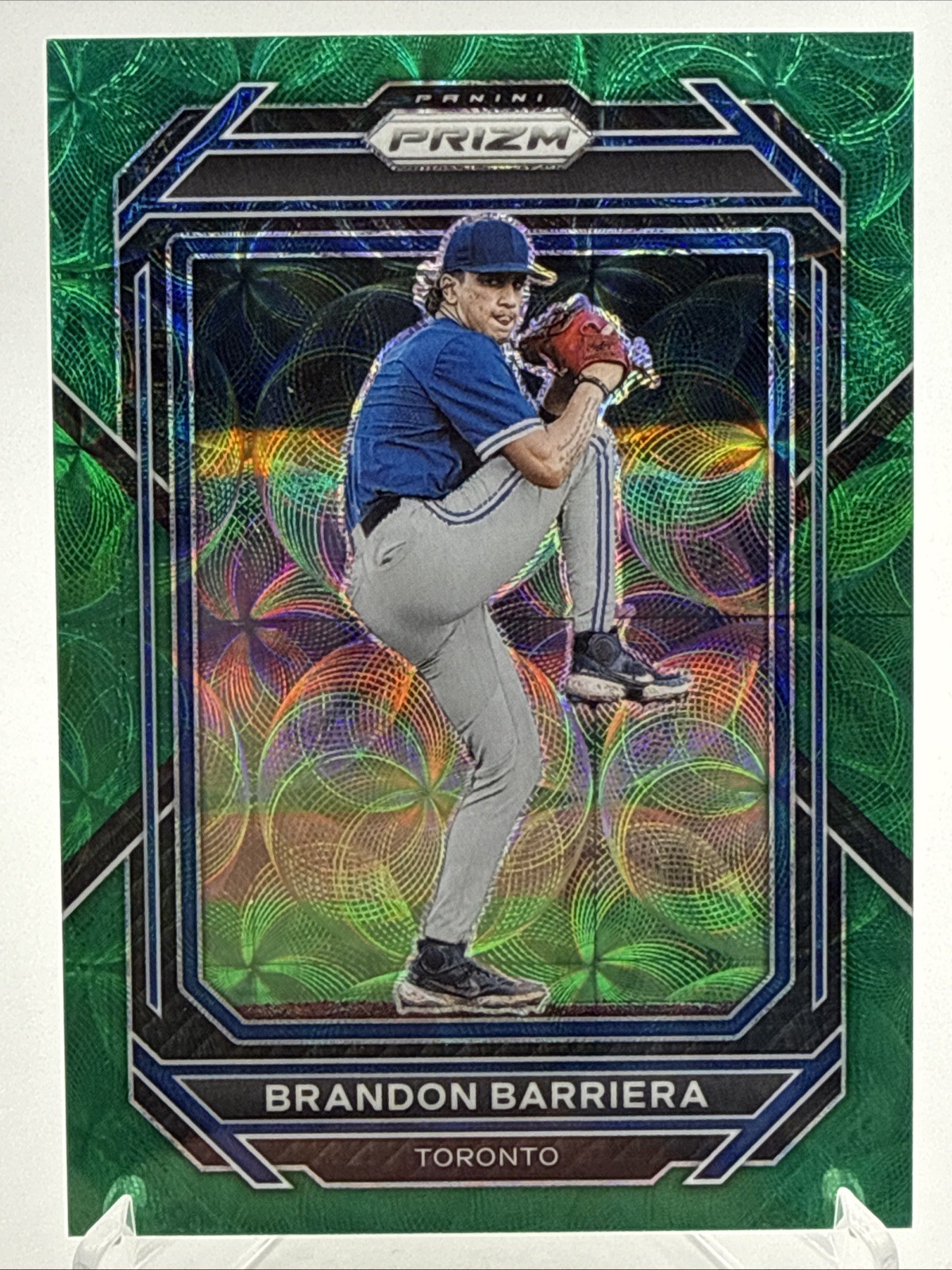 2023 Panini Prizm #118 Brandon Barriera Green Scope Prizm #d 09/75! Blue Jays