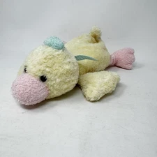 Vintage Soft Dreams Plush Duck Lovey Baby Toy Floppy Gingham Bow Pastel