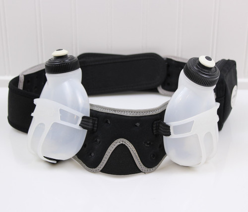 FuelBelt Hydration Running Belt Medium Black w/ 2 Water Bottles & Zipper Pouch