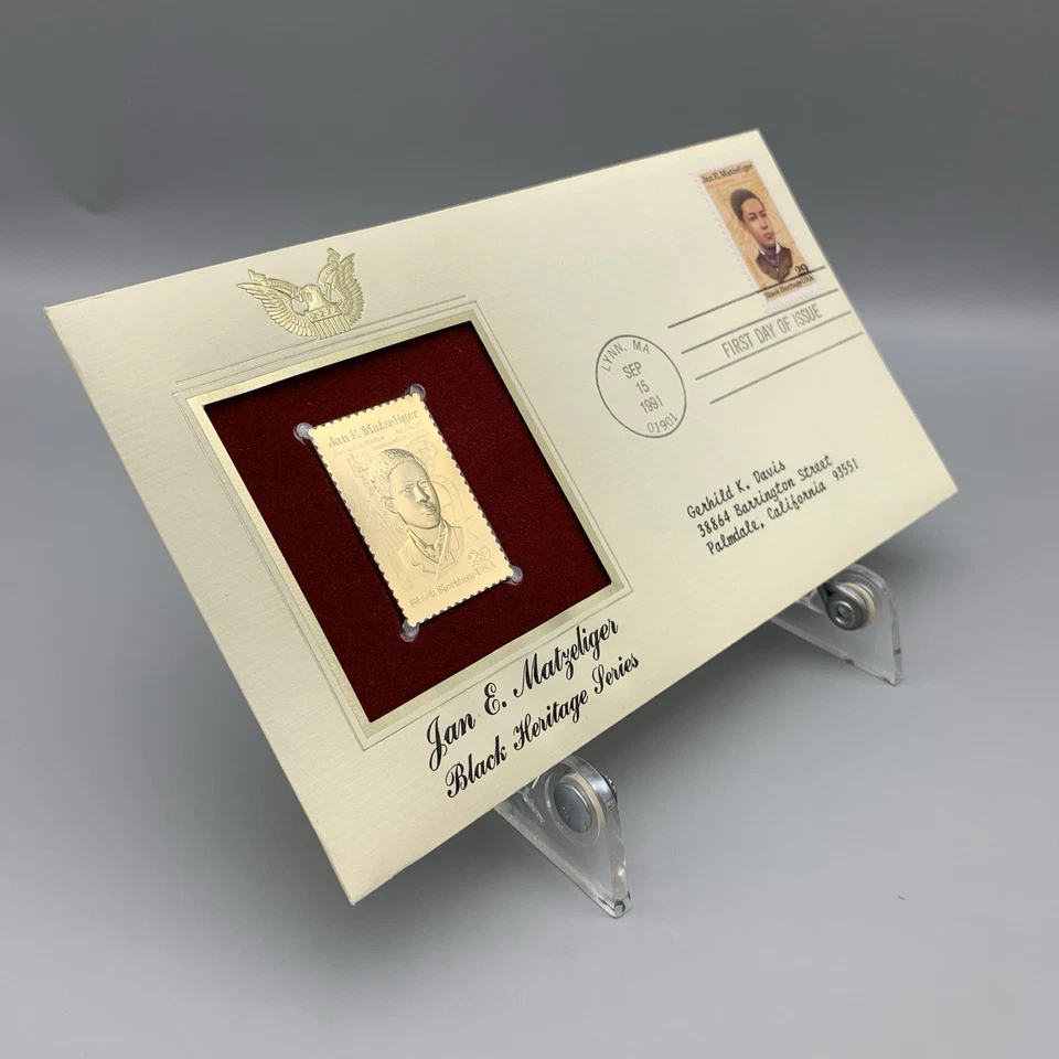 Vintage 1991 Black Heritage Jan Matzeliger Gold Stamp Cover First Day Issue USPS - Image 4 of 4
