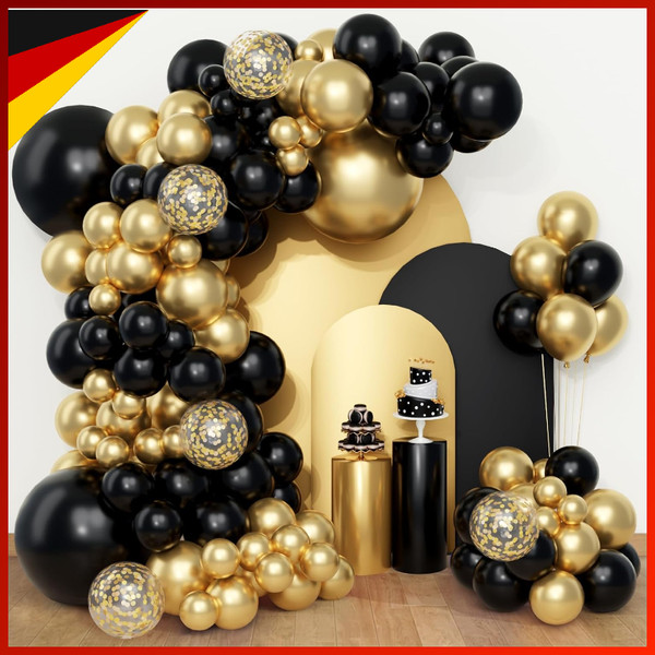 Luftballon Girlande Schwarz Gold Deko FüR Geburtstag Hochzeit Party MäNner-image