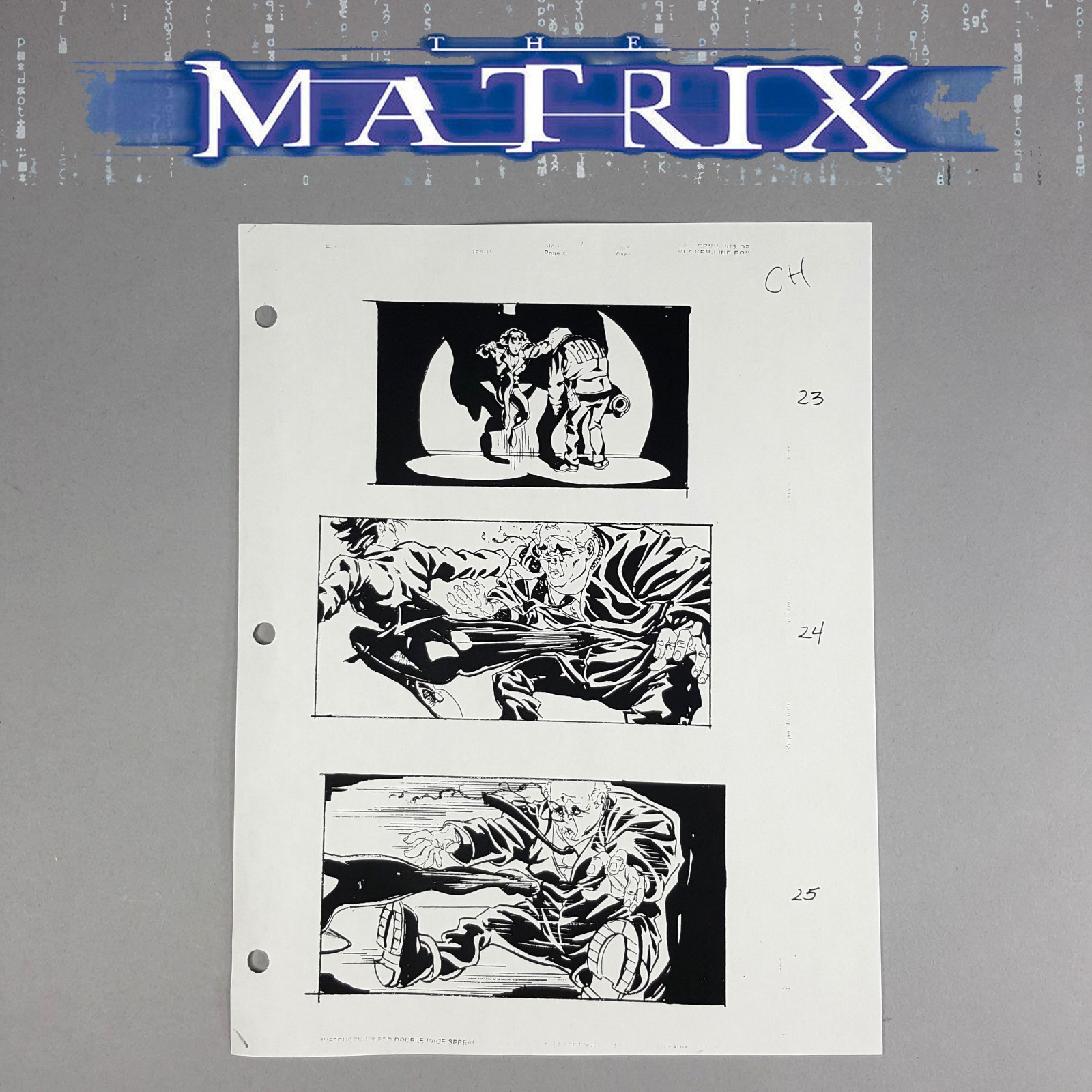 The Matrix Production Used Storyboard Trinity Chase 9 Movie Prop
