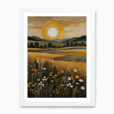 Sunset In The Meadow Art Print Framed Wall Art Poster Canvas Print Picture