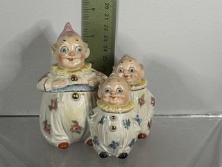 PreWWII Germany Clown Pierrot Condiment Salt And Pepper Shakers