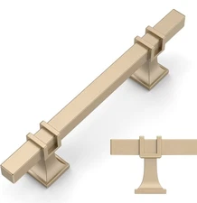 Amerdeco 6 Pack Champagne Gold Cabinet Pulls 3.75 Inch Hole Center 