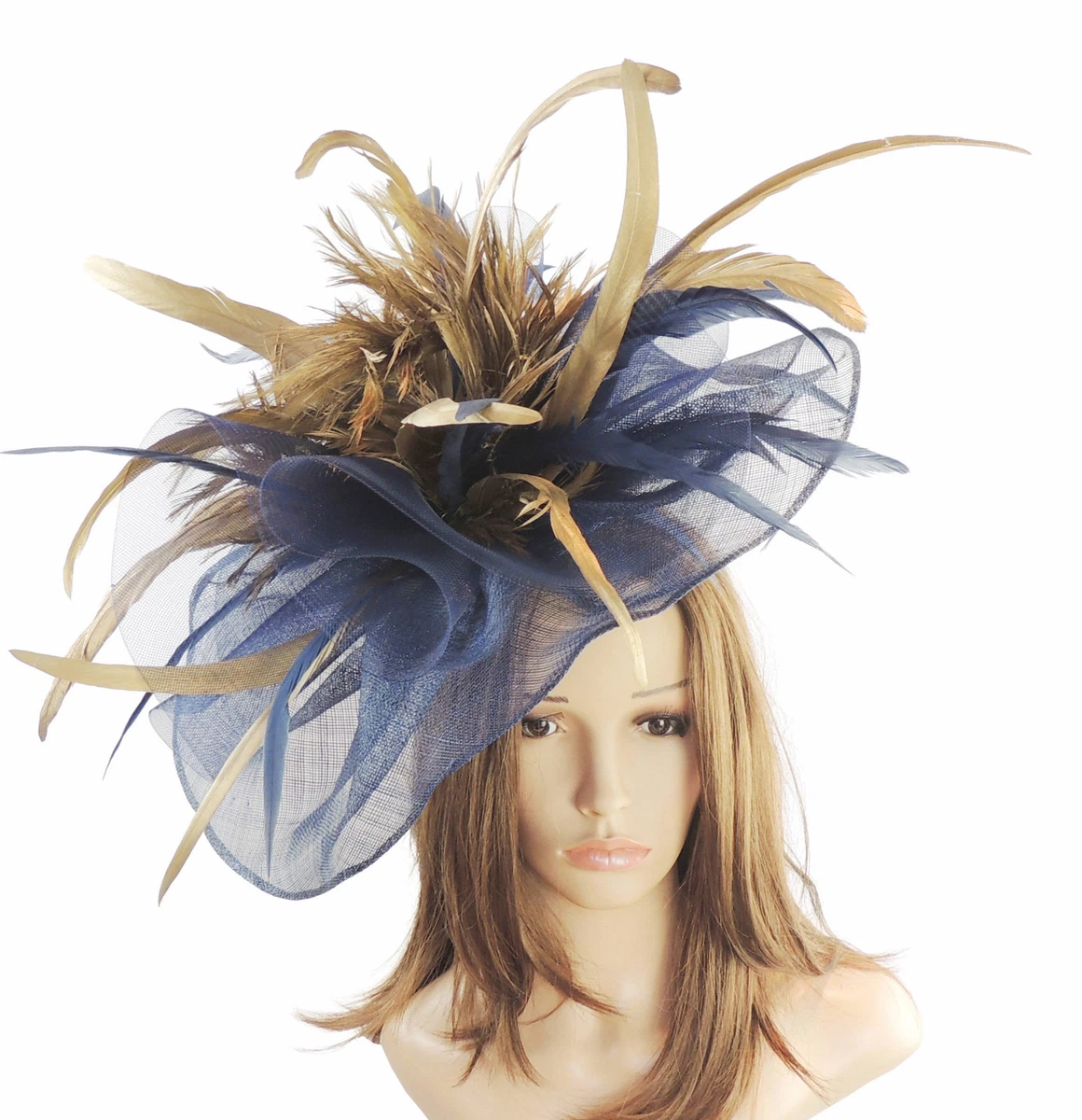 Navy fascinator accessorize top