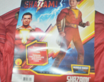Boy's Shazam! Muscular Halloween Costume 2 Pc Set Sizes S, M
