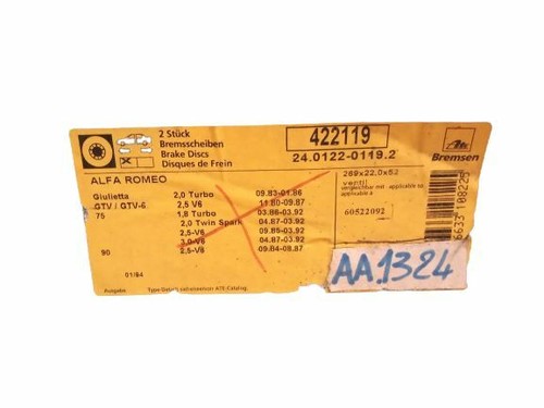 Dischi Freno Ant Coppia Ate 422119 ALFA ROMEO - Bild 2 von 2