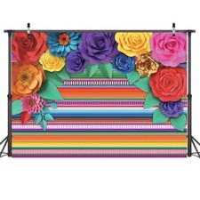 8x6ft Fiesta Theme Photography Backdrop Colorful Striped Birthday Background