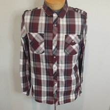 NWT Men's Plaid Shirt Button Up I Jeans By Buffalo Maroon  White Small  55