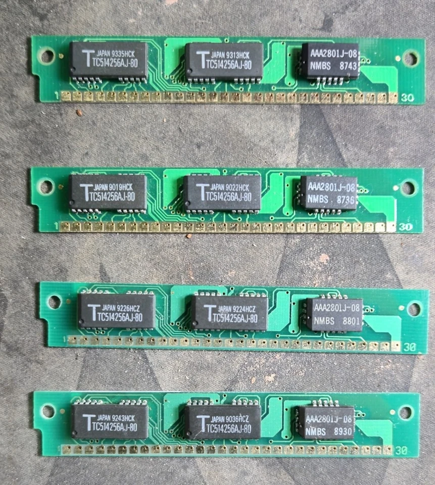 4x 256KB 30-Pin Memory SIMMs 1MB Set RAM Apple, SE, Atari, PC, - Image 4 of 4