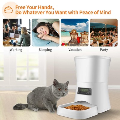 Automatic Pet Feeder Machine 7l Cat Dog Food Dispenser W Voice
