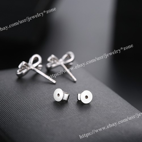 Women's Solid 10k White Gold Earrings Gift Bow-knot Jewelry 0.25carat Si Diamond - Picture 3 of 7