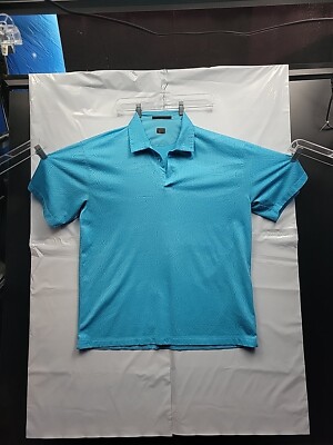 Tiger Woods Collection Polo Shirt XL Blue All Over Graphic Print Golf Men