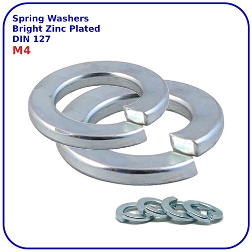 M4 Spring Washers Rectangular Lock Zinc Plated Steel Washer DIN 127 fit ...