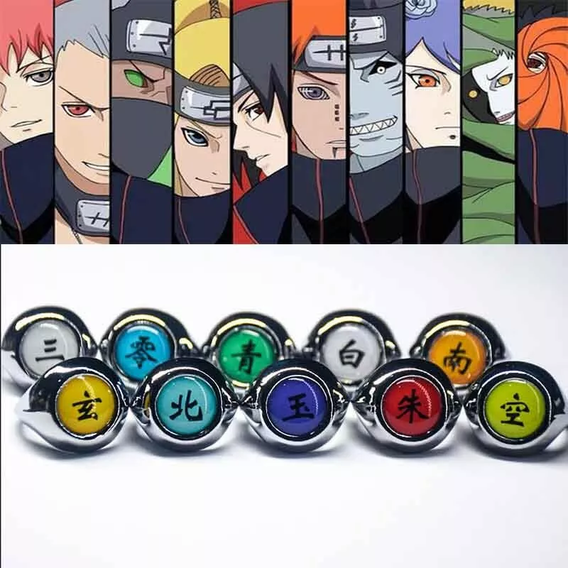 Conjunto completo de anéis Naruto Akatsuki: acessórios para cosplay