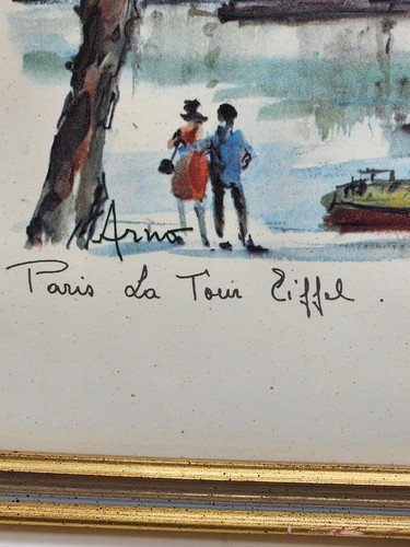 PAIR of 1960's PETER ARNO PARISIAN WATERCOLOR PRINTS SIGNED AND FRAMED - Picture 5 of 6