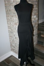 Woosea Womens Black Ruffle Trim Sleeveless Maxi Cocktail Dress SZ S