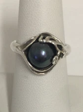 Hagit Gorali Modernist Pearl Ring Sterling Silver Size 7