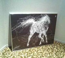 RARE LAFFIT PINCAY SIGNED PRINT Year of the Horse Jackson Pollock Style Splatter