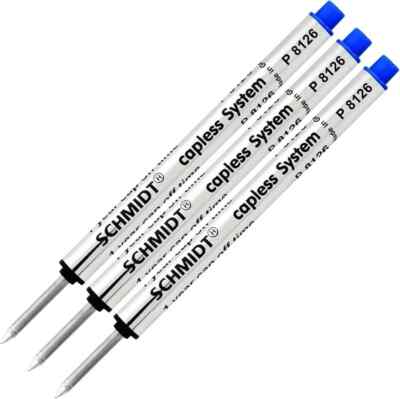 Pk/3 Schmidt P8126 Short Capless Rollerball Refill, Blue, Fine 0.6 mm