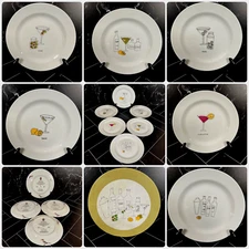 Set Of 6 Martini By Ursula Dodge Porcelain Hors d'oeuvres Plates 6” w/Box