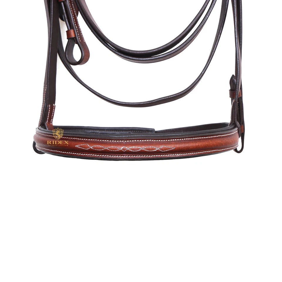 Peça de cabeça anatômica couro marrom fantasia freio de cavalo com enchimento macio - Imagem 3 de 4