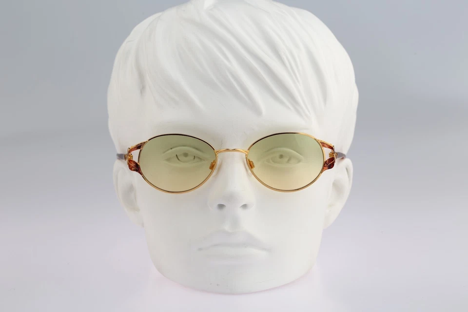 Gafas de sol redondas Diva 5074 30, vintage años 90 lentes tintadas doradas y tortugas nuevas de stock Foto 4 de 4