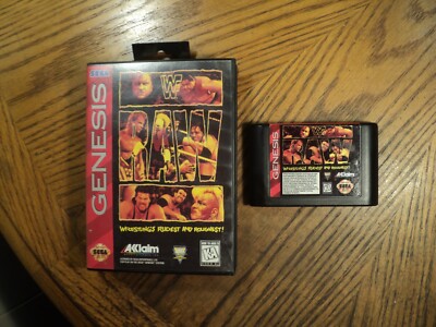 WF Raw (Sega Genesis, 1994)  Cartridge & Case   A