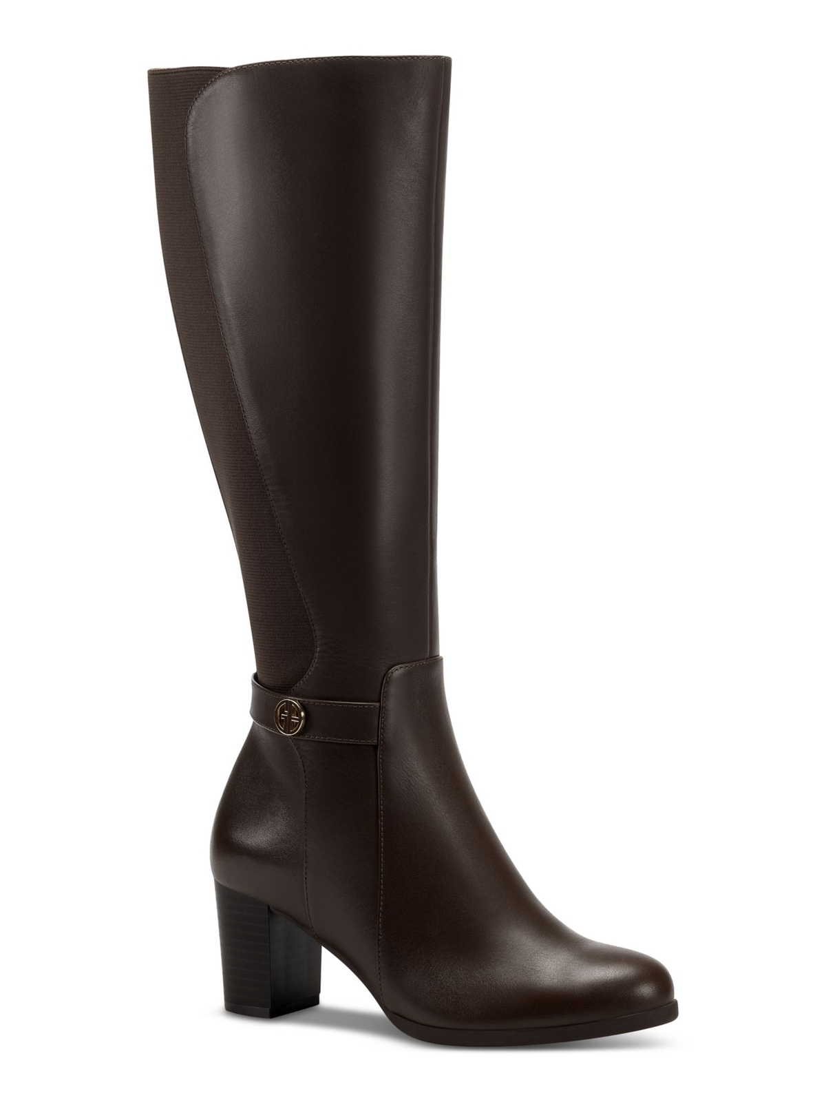 GIANI BERNINI Womens Brown Mia Round Toe Block Heel Leather Riding Boot 6 M