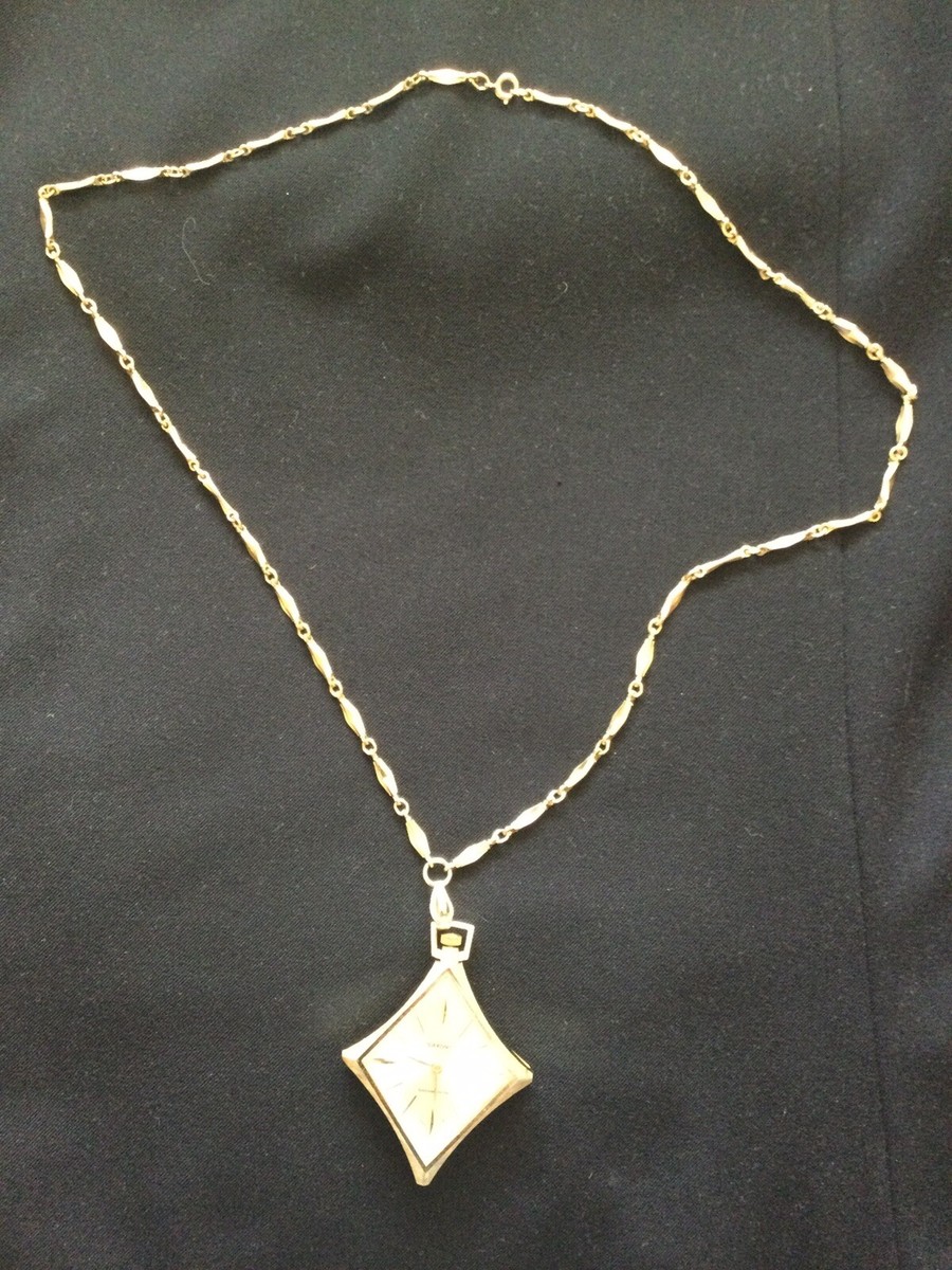 Saxony Swiss Made, Shock Resistant Pendant Watch with Necklace as