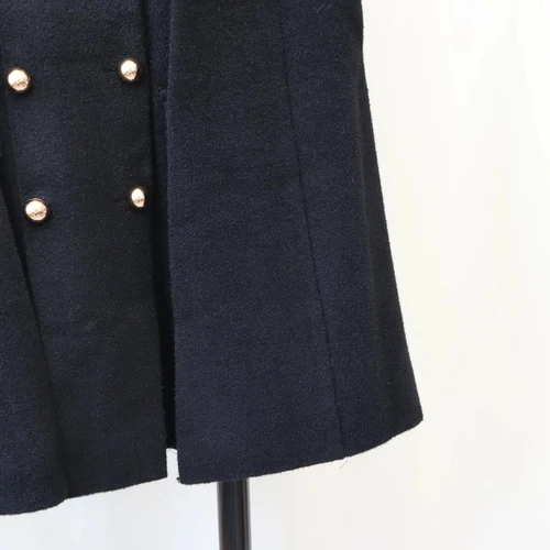Damen Poncho Zweireiher Schlitz Ärmel fließend Wollmischung Elegant Cape Umhang Coa - Bild 18 von 47