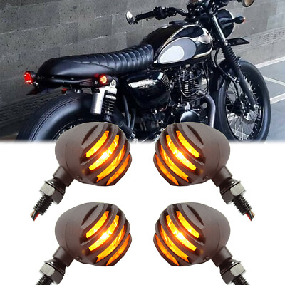 4x Turn Signal Amber LED Blinker For Kawasaki W175 W400 W650 W800 Cafe Racer