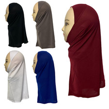 One Piece stretchy Hijab Jilbab Scarf School ready made Muslim Black Blue White