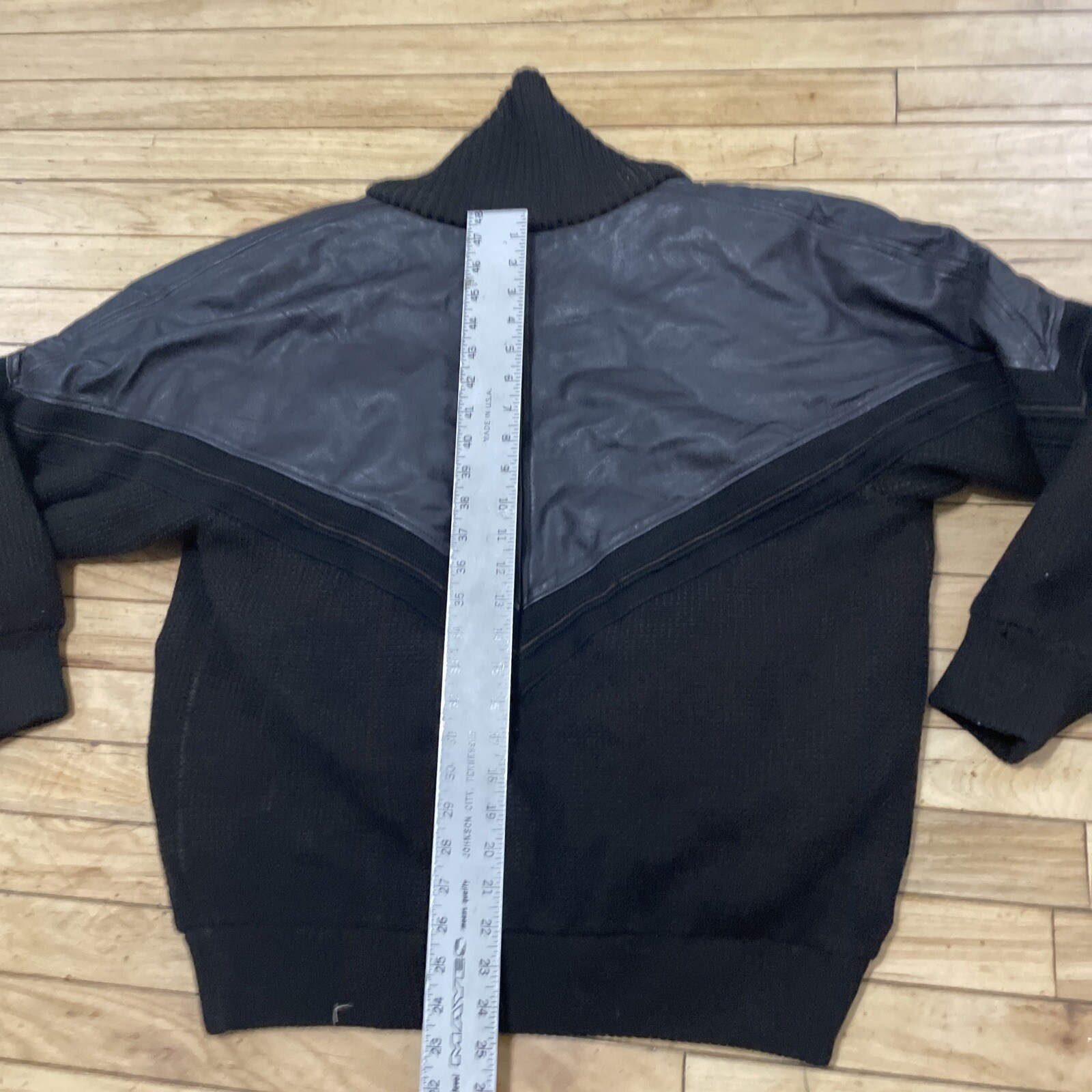 BARCELINO Leather Patchwork Cardigan Jacket Men 5… - image 10