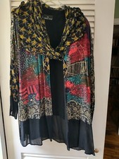 Vtg. Carole Little Multi-Print Boho Jacket w/ Attached Ties/ SZ. 18