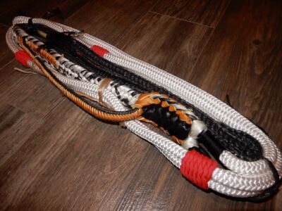 White Nylon on Black Poly Pro 9/7 RH 3/4 x 3/4'' EPT Bull Ropes Rider 16'