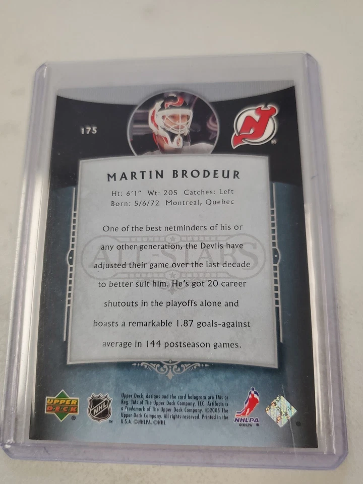 2005-06 MARTIN BRODEUR ARTIFACTS ALL STARS CARD NEW JERSEY DEVILS 479/899. - Image 2 of 2