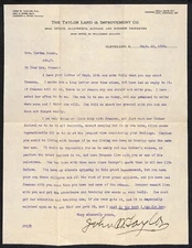 Taylor Land & Improvement Co. Cleveland 1906 Letterhead re: Home Care of Child